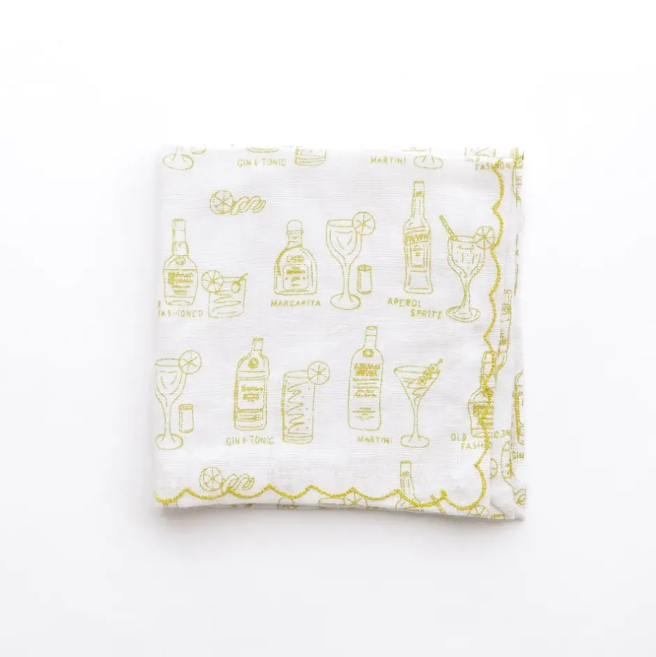 Pomegranate Inc Mixed Drink Printed Linen Cocktail Napkins | Set of 6^ Cocktail Napkins