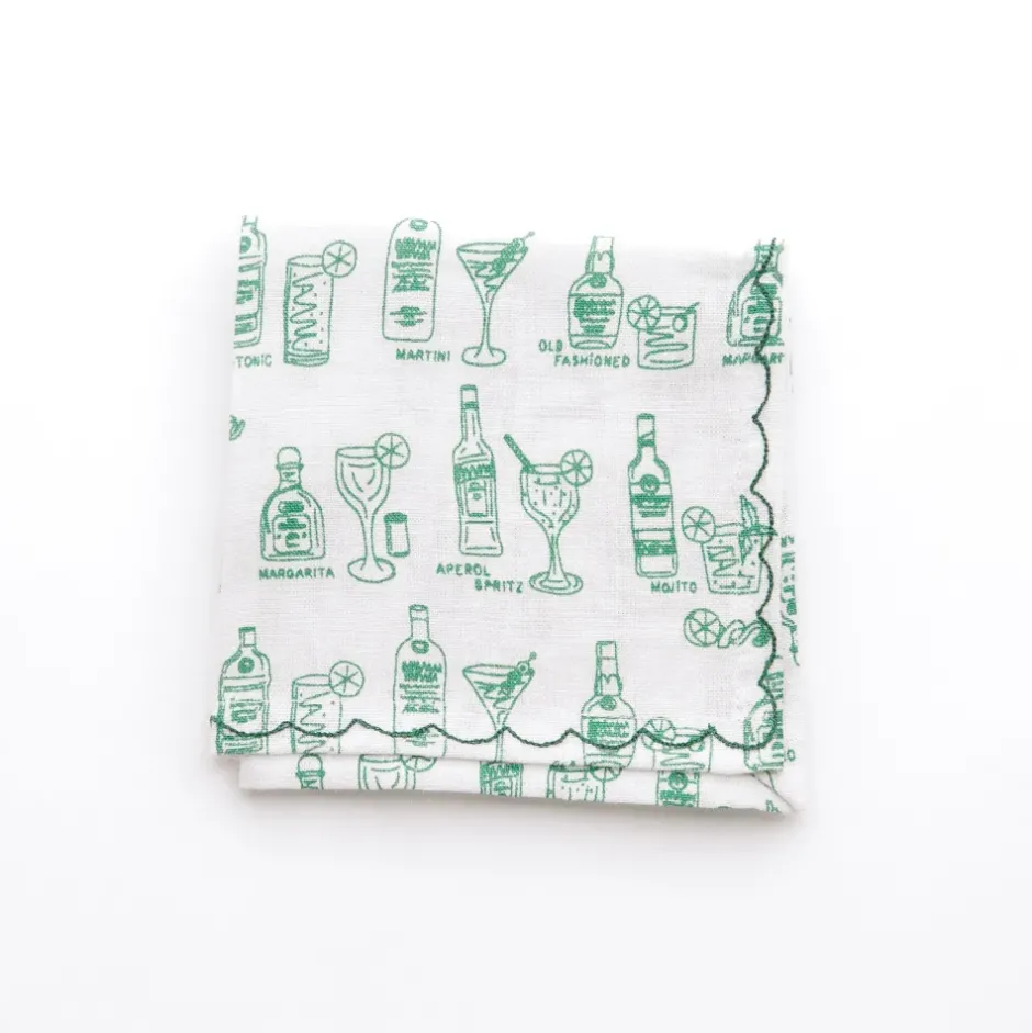Pomegranate Inc Mixed Drink Printed Linen Cocktail Napkins | Set of 6^ Cocktail Napkins