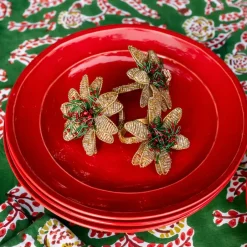 Pomegranate Inc Multi Flower Beaded Napkin Ring | Set of 4^ Napkin Rings