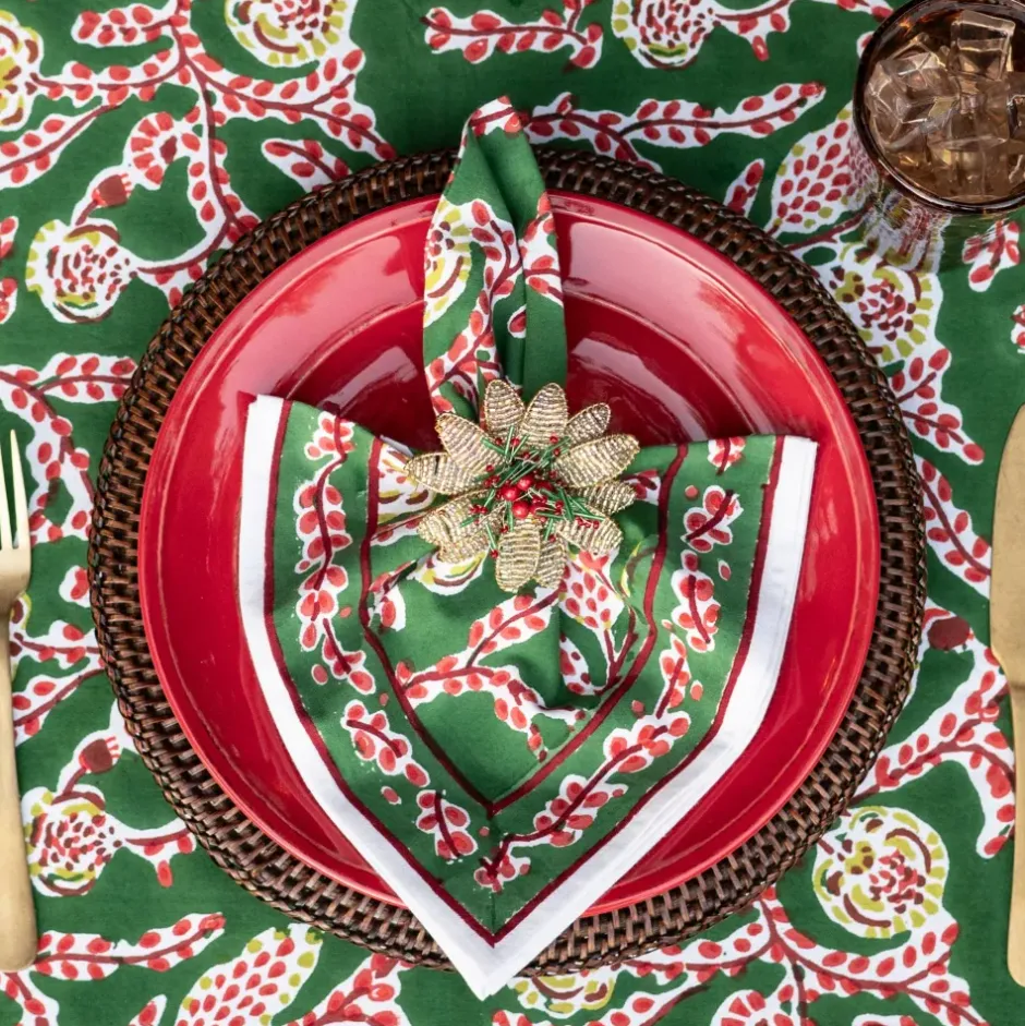 Pomegranate Inc Multi Flower Beaded Napkin Ring | Set of 4^ Napkin Rings