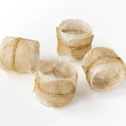 Pomegranate Inc Mustard Poplar Leaf Napkin Rings | Set of 4^ Napkin Rings