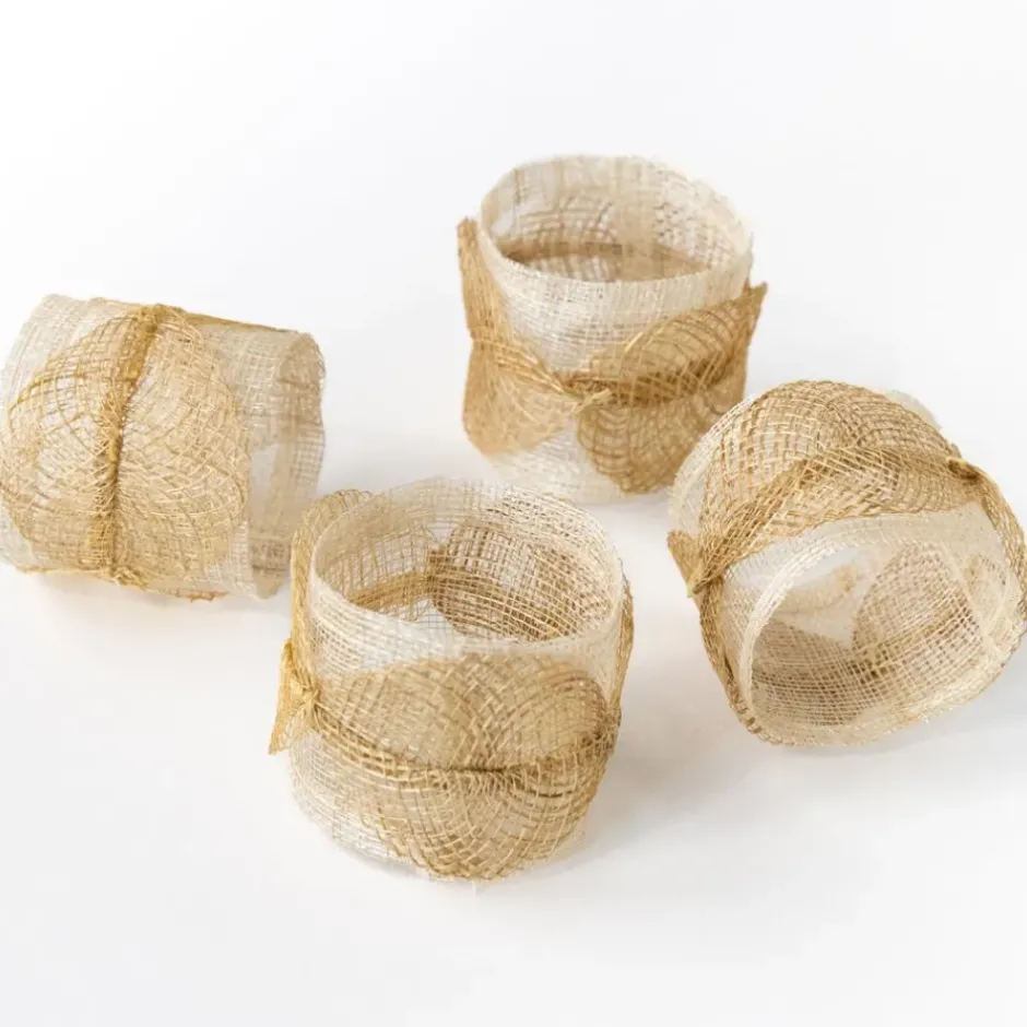 Pomegranate Inc Mustard Poplar Leaf Napkin Rings | Set of 4^ Napkin Rings