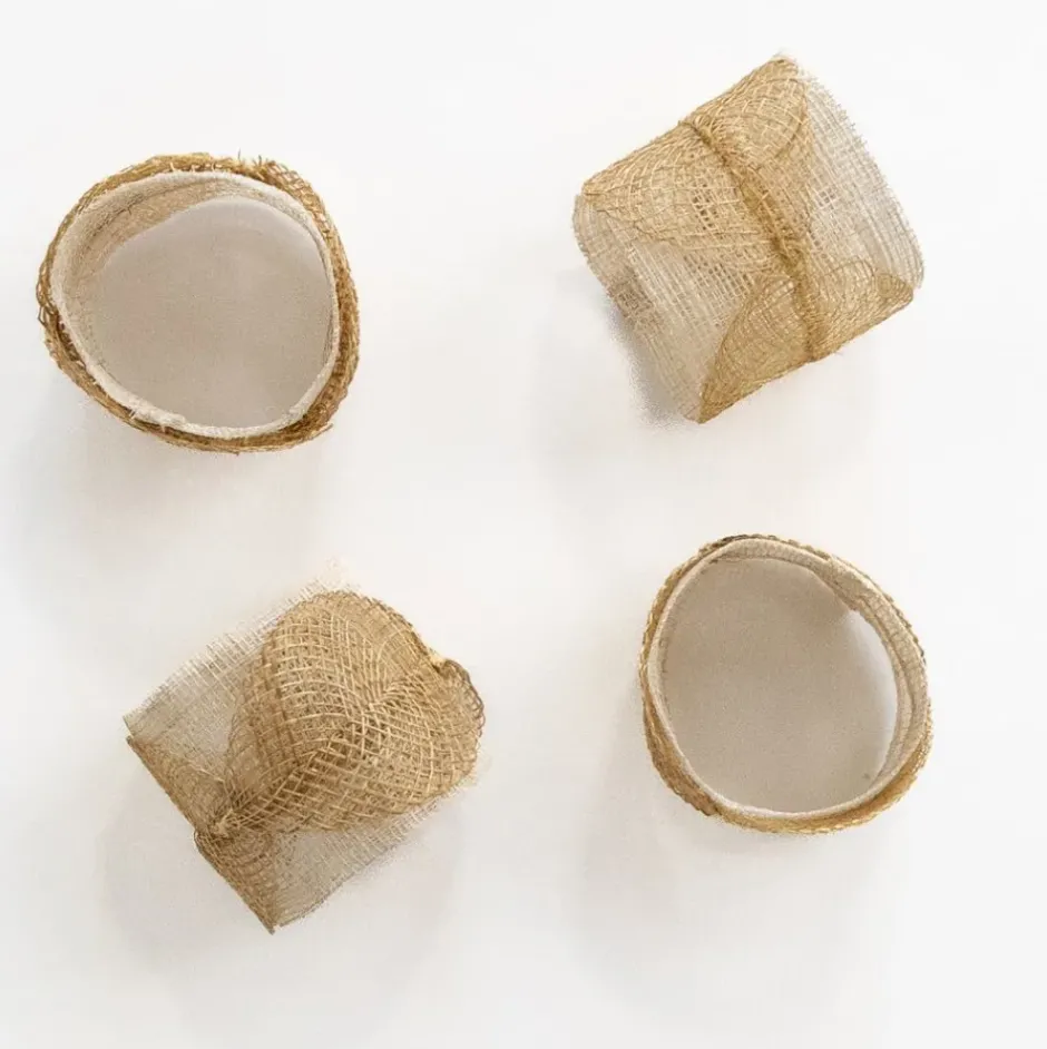 Pomegranate Inc Mustard Poplar Leaf Napkin Rings | Set of 4^ Napkin Rings