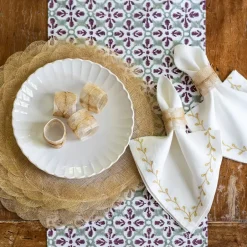 Pomegranate Inc Mustard Poplar Leaf Napkin Rings | Set of 4^ Napkin Rings