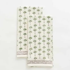 Pomegranate Inc Palm Tree Dot Green Tea Towels | Set of 2^ Tea Towels