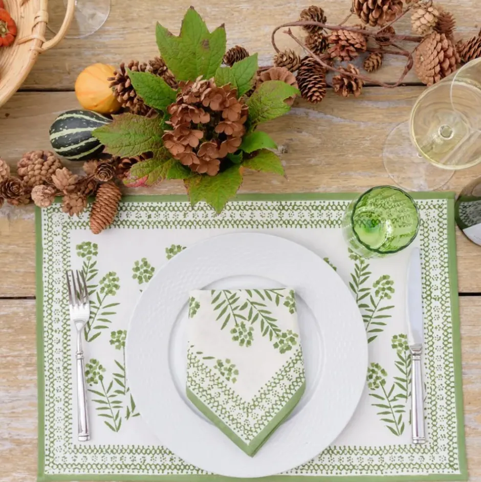 Pomegranate Inc Phlox Green Placemat | Set of 4^ Printed Placemats