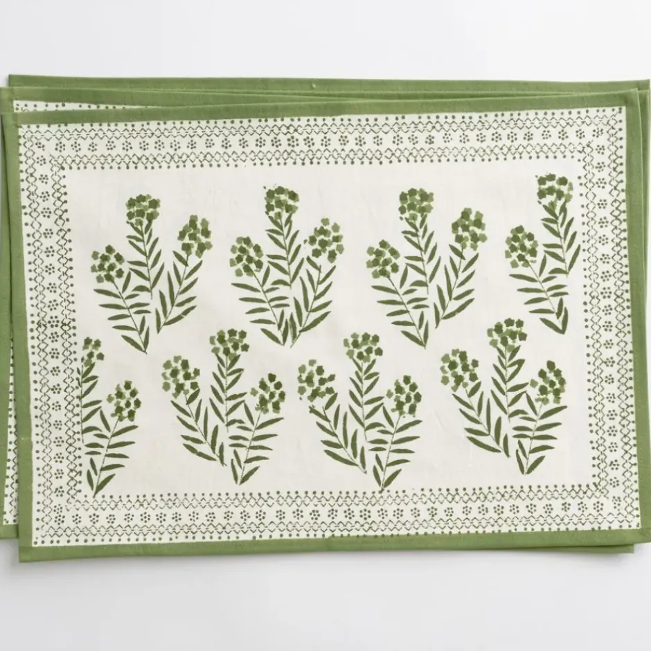 Pomegranate Inc Phlox Green Placemat | Set of 4^ Printed Placemats