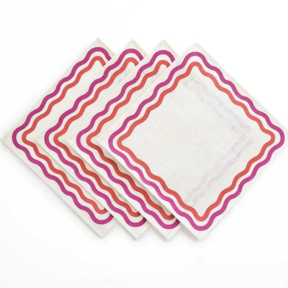 Pomegranate Inc Pink Square Wave Placemat | Set of 4^ Woven Placemats