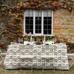 Pomegranate Inc Pom Bells Basil & Magenta Tablecloth^ Tablecloths