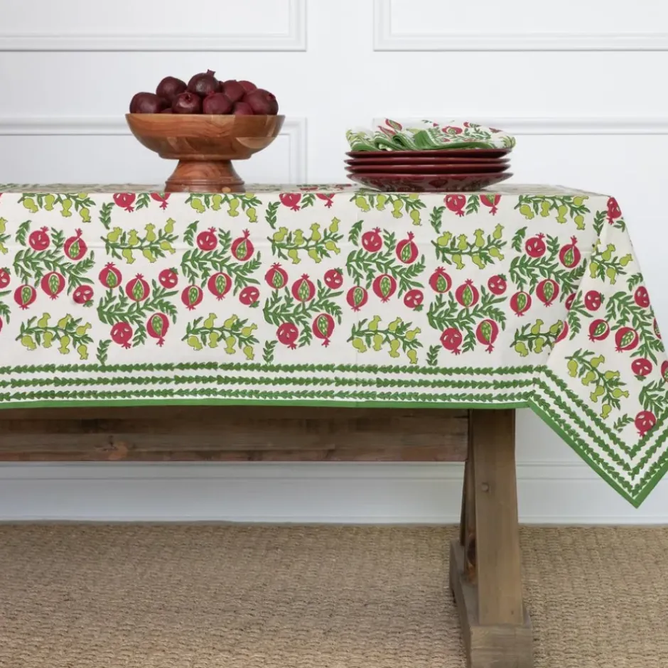 Pomegranate Inc Pom Bells Basil & Magenta Tablecloth^ Tablecloths