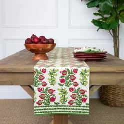 Pomegranate Inc Pom Bells Basil & Magenta Table Runner^ Table Runners