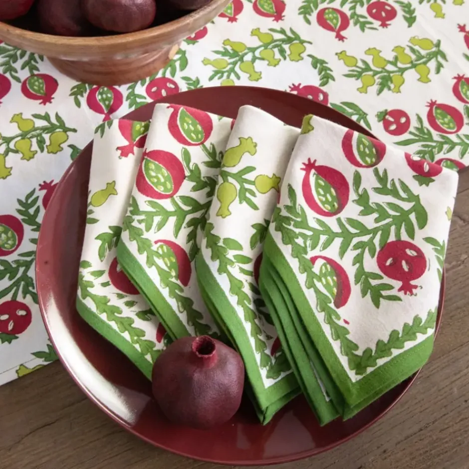 Pomegranate Inc Pom Bells Basil & Magenta Napkin^ Napkins
