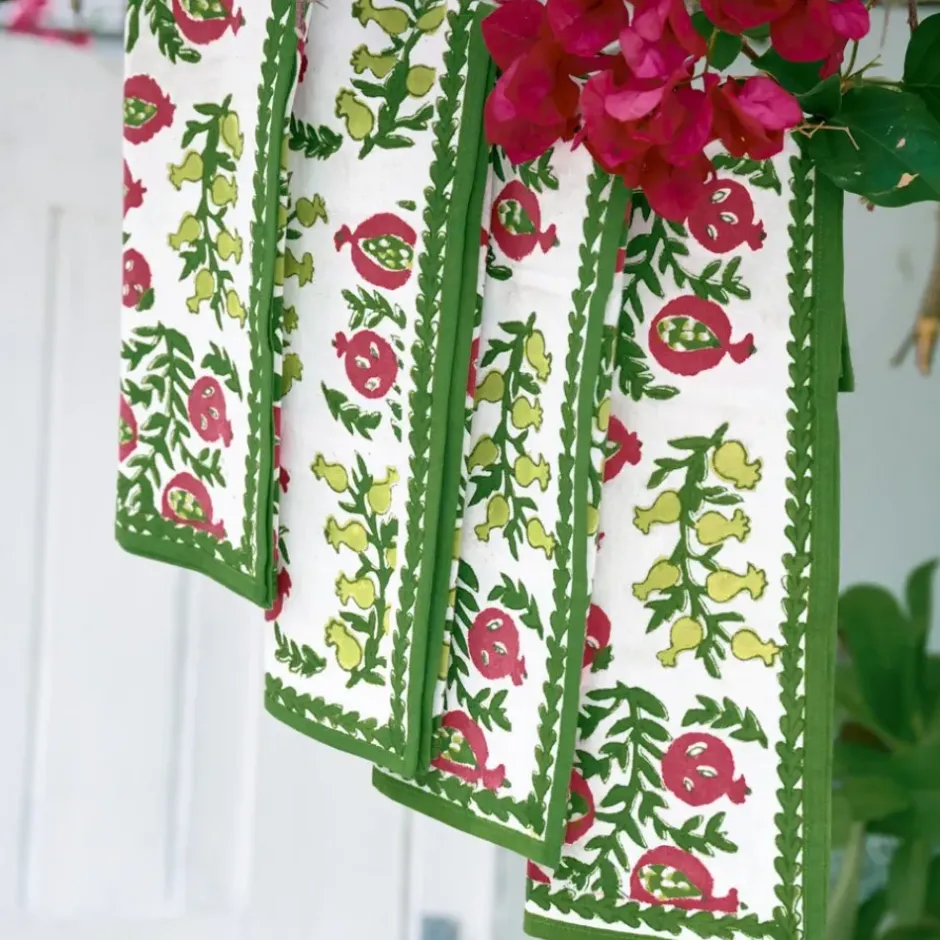Pomegranate Inc Pom Bells Basil & Magenta Napkin^ Napkins