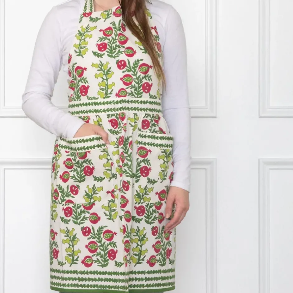 Pomegranate Inc Pom Bells Basil & Magenta Apron^ Aprons