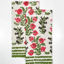Pomegranate Inc Pom Bells Fern & Poppy Tea Towels | Set of 2^ Tea Towels
