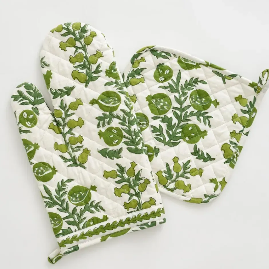 Pomegranate Inc Pom Bells Green Oven Mitt Set^ Oven Mitts