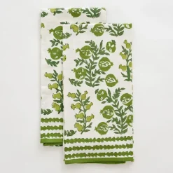 Pomegranate Inc Pom Bells Green Tea Towels | Set of 2^ Tea Towels
