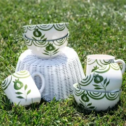 Pomegranate Inc Pomegranate Crest Green Mug | Set of 2^ Dinnerware