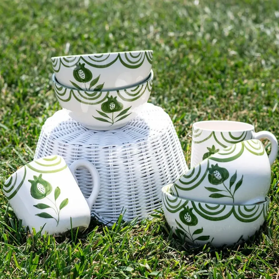 Pomegranate Inc Pomegranate Crest Green Mug | Set of 2^ Dinnerware