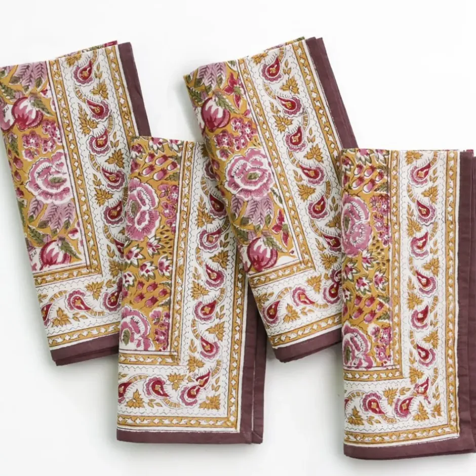 Pomegranate Inc Pomegranate Garden Plum & Ochre Napkin | Set of 4^ Napkins