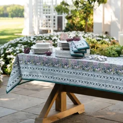 Pomegranate Inc Pomegranate Garden Teal & Lilac Tablecloth^ Tablecloths