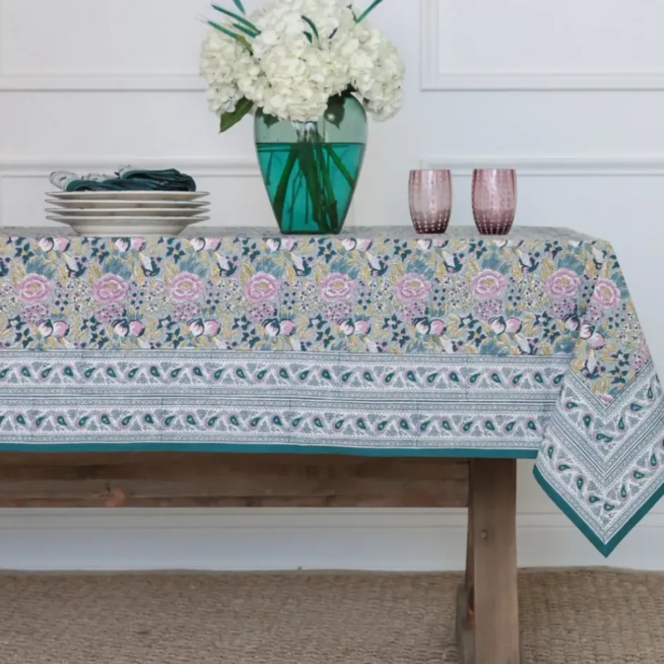 Pomegranate Inc Pomegranate Garden Teal & Lilac Tablecloth^ Tablecloths