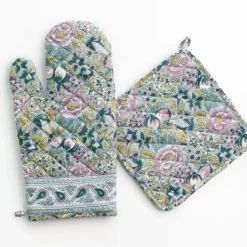 Pomegranate Inc Pomegranate Garden Teal & Lilac Oven Mitt Set^ Oven Mitts