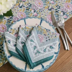 Pomegranate Inc Pomegranate Garden Teal & Lilac Napkin | Set of 4^ Napkins