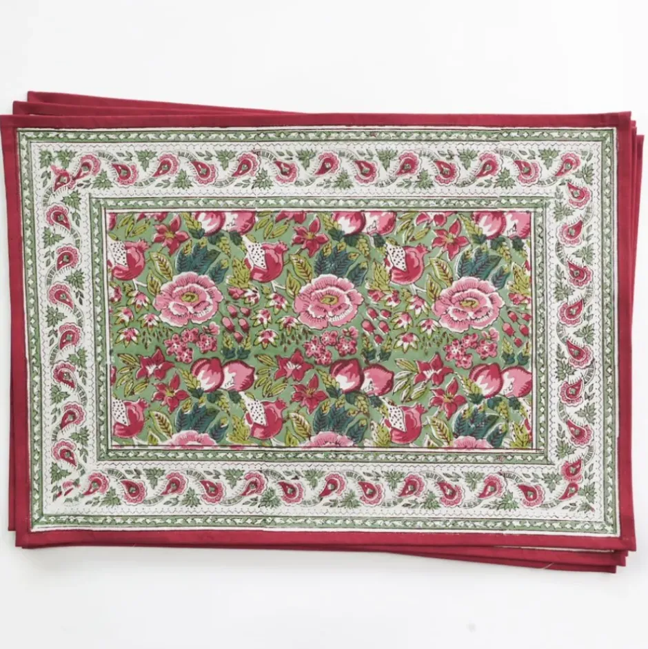 Pomegranate Inc Pomegranate Garden Wine & Rose Placemat |Set of 4^ Printed Placemats