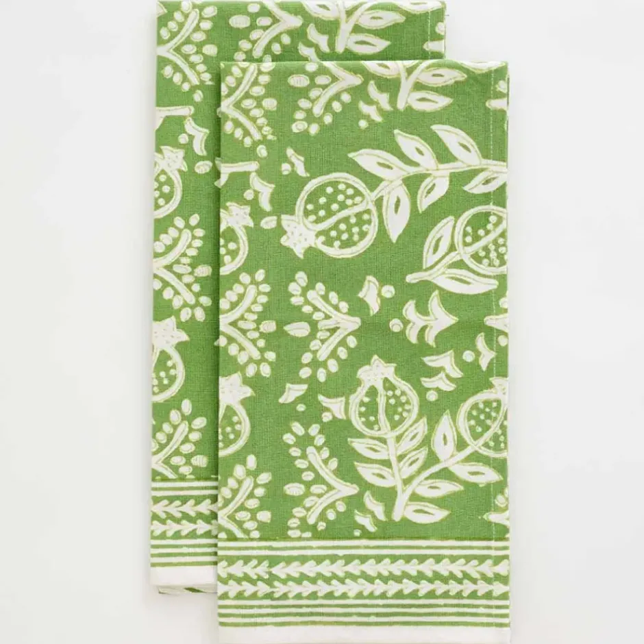 Pomegranate Inc Pomegranate Green Tea Towels | Set of 2^ Tea Towels