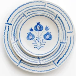 Pomegranate Inc Pomegranate Trio Sketch Cobalt Blue Appetizer Plate | Set of 4^ Dinnerware