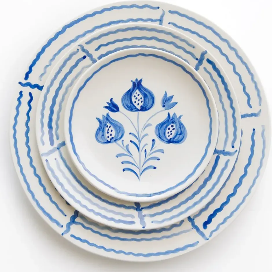 Pomegranate Inc Pomegranate Trio Sketch Cobalt Blue Appetizer Plate | Set of 4^ Dinnerware