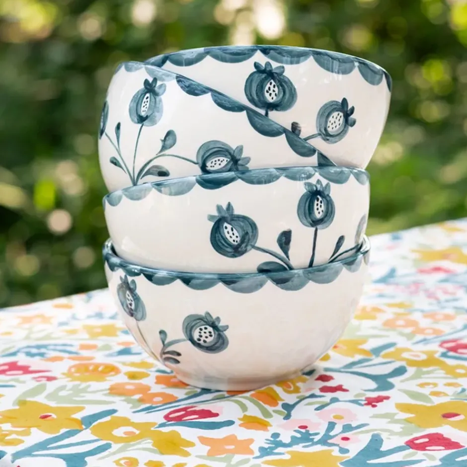 Pomegranate Inc Pomegranate Trio Vine Teal Bowl | Set of 2^ Dinnerware