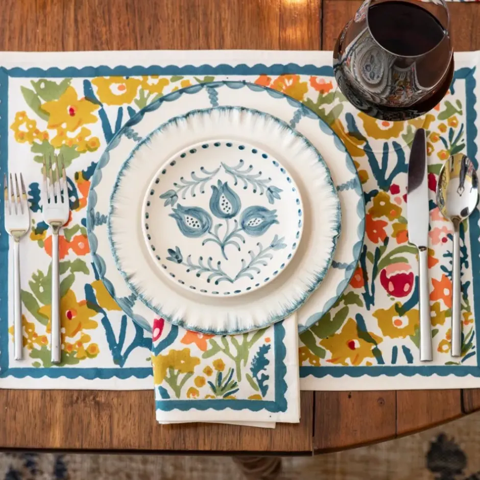 Pomegranate Inc Pomegranate Trio Vine Teal Appetizer Plate | Set of 4^ Dinnerware