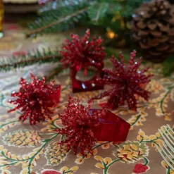 Pomegranate Inc Red Acrylic Beaded Napkin Ring | Set of 4^ Napkin Rings
