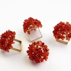 Pomegranate Inc Red Bouquet Beaded Napkin Ring | Set of 4^ Napkin Rings
