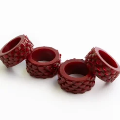 Pomegranate Inc Red Round Resin Beaded Napkin Ring | Set of 4^ Napkin Rings