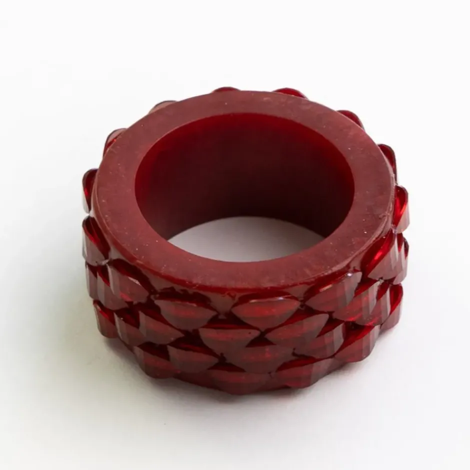 Pomegranate Inc Red Round Resin Beaded Napkin Ring | Set of 4^ Napkin Rings