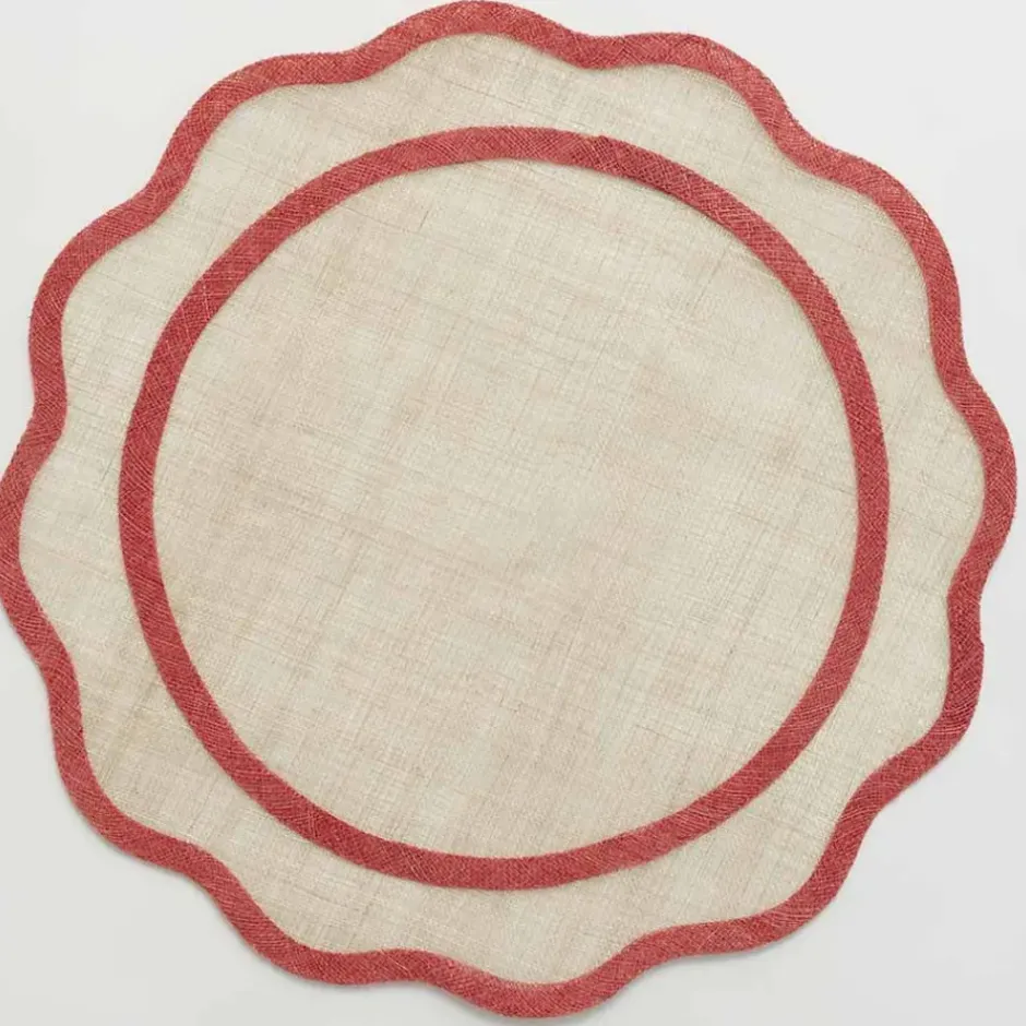 Pomegranate Inc Red Scalloped Edge Woven Placemats | Set 4^ Woven Placemats