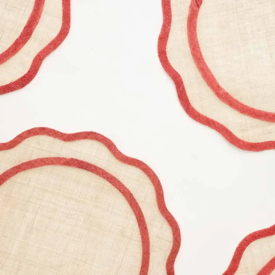 Pomegranate Inc Red Scalloped Edge Woven Placemats | Set 4^ Woven Placemats