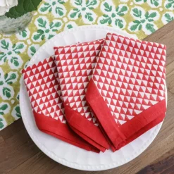 Pomegranate Inc Red Triangle Napkin | Set of 4^ Napkins