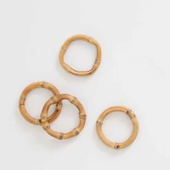 Pomegranate Inc Round Bamboo Napkin Ring | Set of 4^ Napkin Rings|Rattan, Wicker & Bamboo