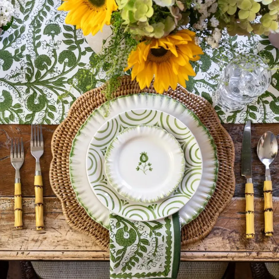 Pomegranate Inc Ruffled Green Appetizer Plate | Set of 4^ Dinnerware