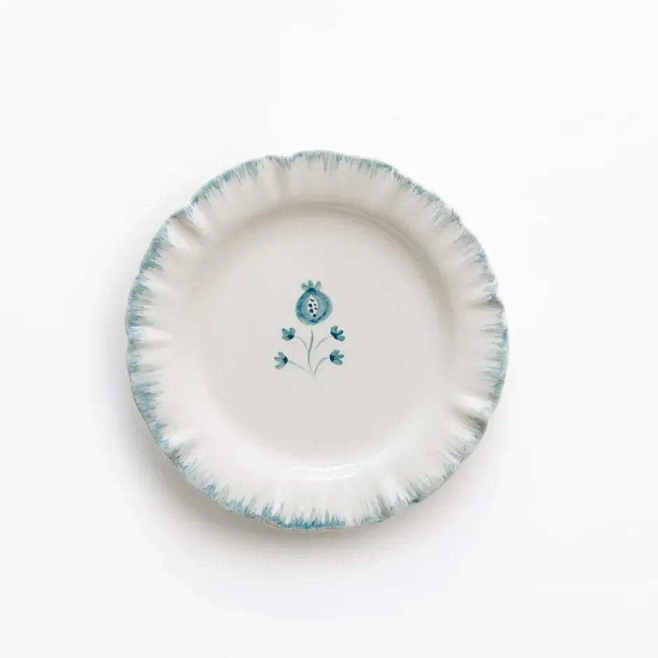 Pomegranate Inc Ruffled Teal Appetizer Plate | Set of 4^ Dinnerware
