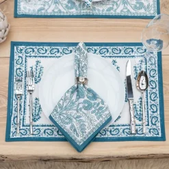 Pomegranate Inc Sagar Aqua Placemat | Set of 4^ Printed Placemats