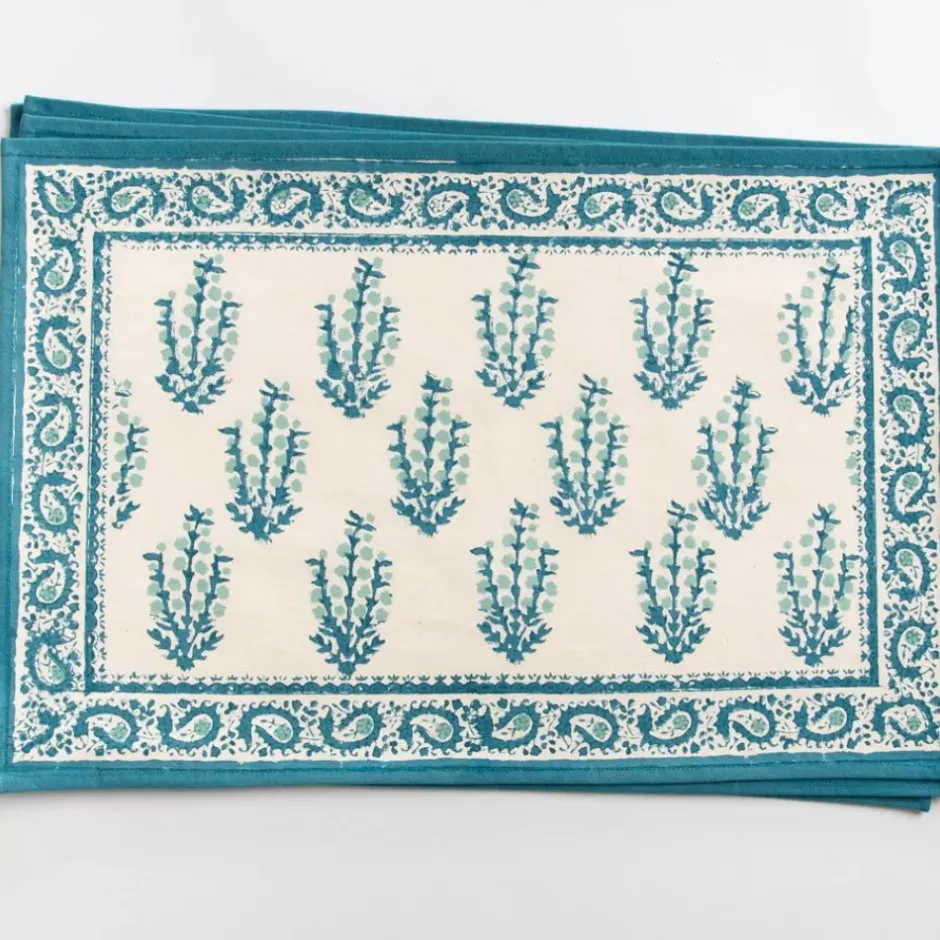 Pomegranate Inc Sagar Aqua Placemat | Set of 4^ Printed Placemats