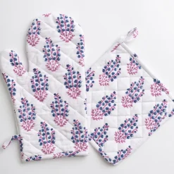 Pomegranate Inc Sagar Blue & Magenta Oven Mitt Set^ Oven Mitts