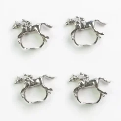 Pomegranate Inc Silver Jockey Napkin Ring | Set of 4^ Napkin Rings