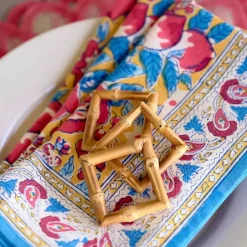 Pomegranate Inc Square Bamboo Napkin Rings | Set of 4^ Rattan, Wicker & Bamboo