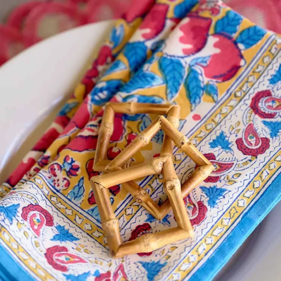 Pomegranate Inc Square Bamboo Napkin Rings | Set of 4^ Rattan, Wicker & Bamboo